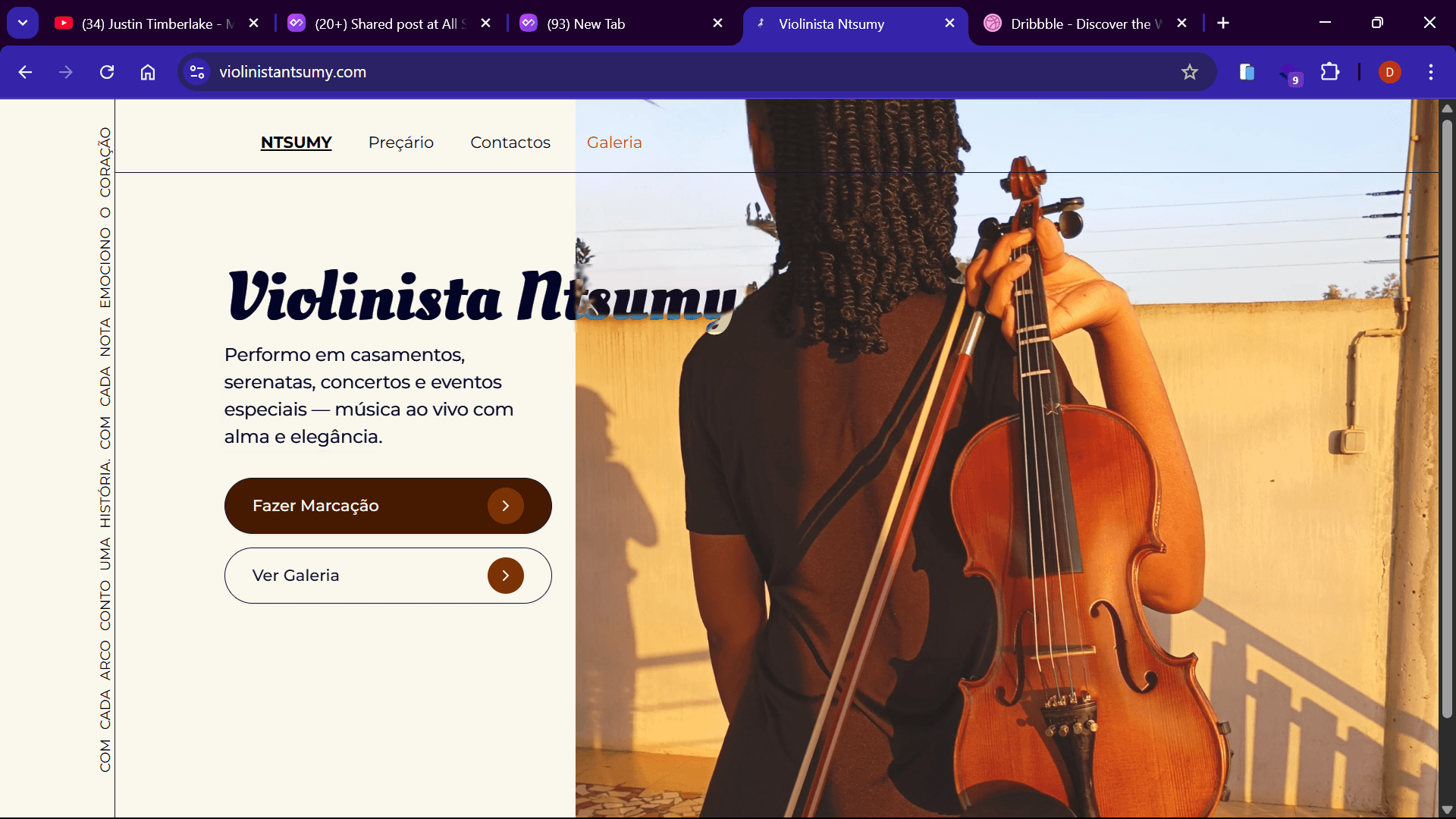Landing page da Padaria Moçambique